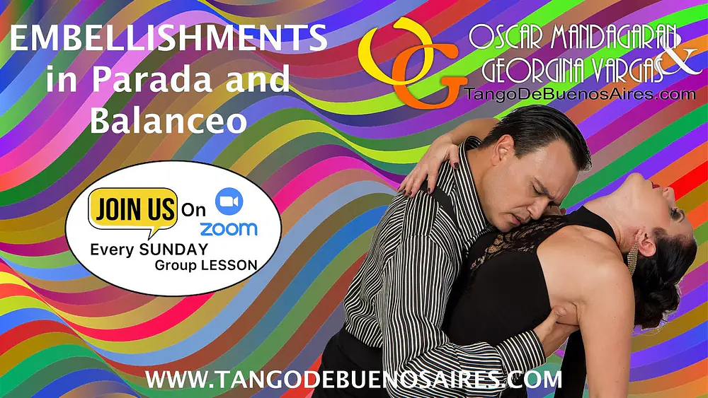 Video thumbnail for EMBELLISHMENTS in Parada and Balanceo Tango Demo Step #ADORNOS by Georgina Vargas Oscar Mandagaran