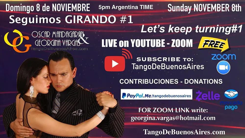 Video thumbnail for Tango GIROS 💪seguimos girando#1 More TURNS LIVE LESSON with Georgina Vargas Oscar Mandagaran