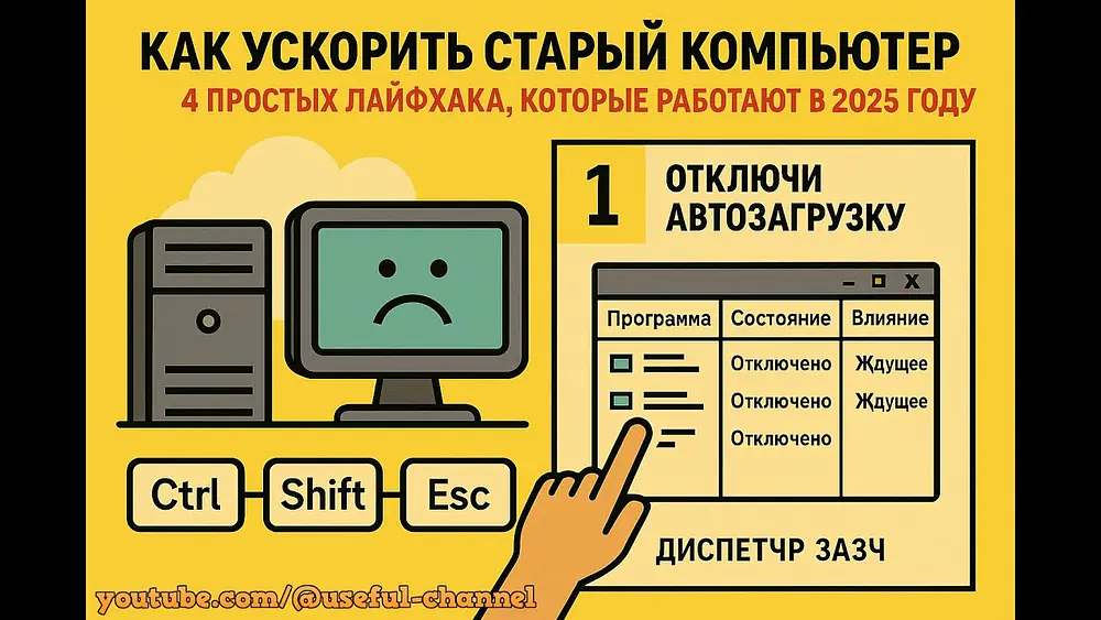 Video thumbnail of Как ускорить старый компьютер в 2025: 4 лайфхака без программ и апгрейда