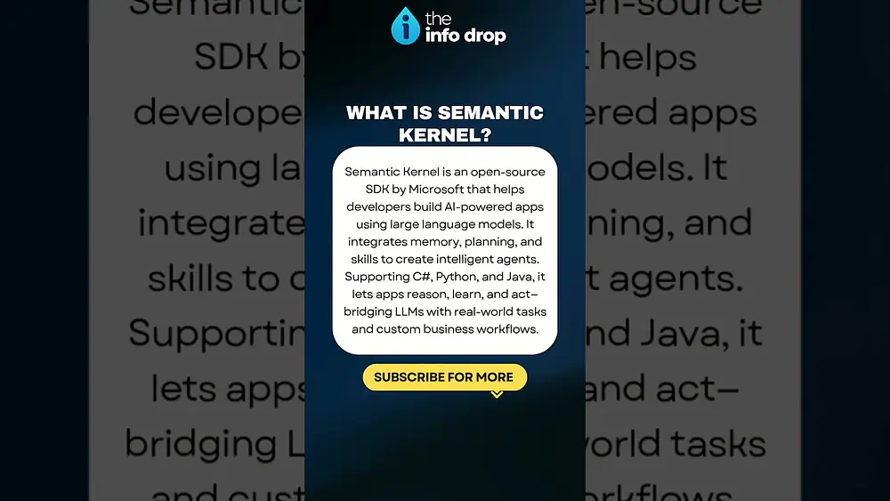 Video thumbnail of What is Semantic Kernel? #SemanticKernel #theinfodrop
