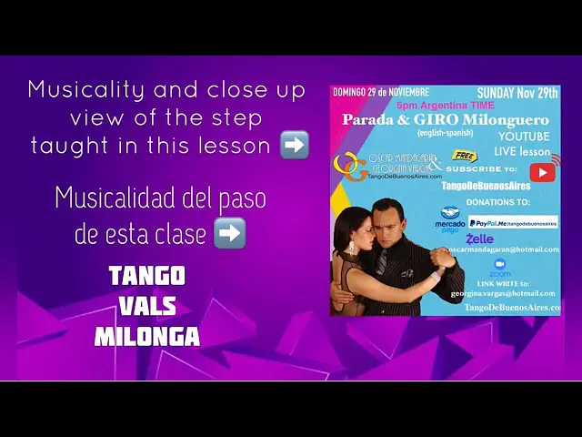 Video thumbnail for Musicality Tango🌟Vals🌟Milonga PARADA & GIRO milonguero from LIVE lesson Georgina& Oscar Mandagaran