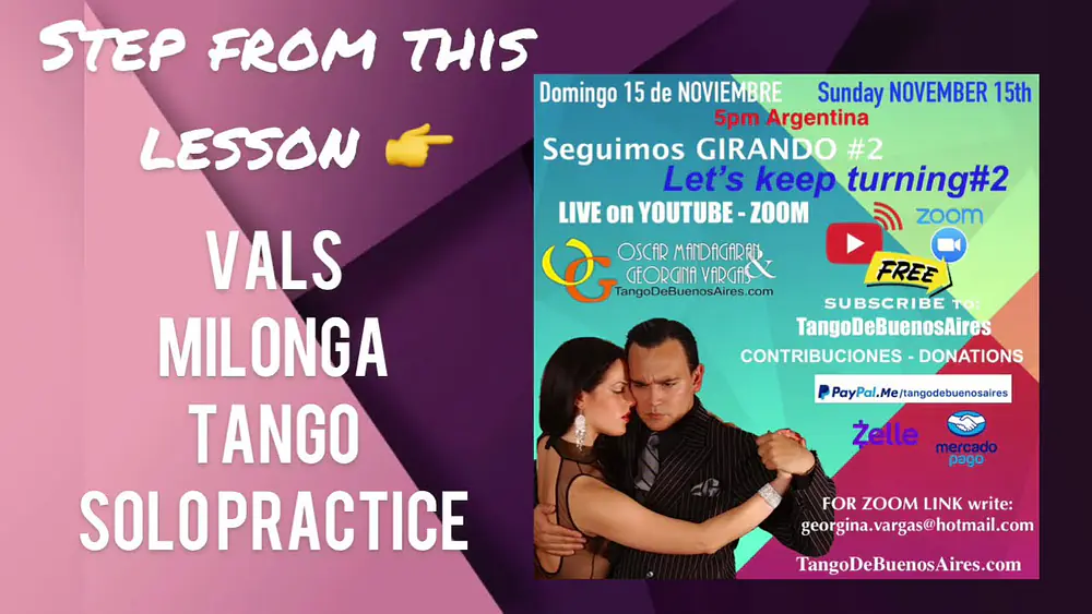 Video thumbnail for #Giros MilongaTANGO Vals Musicality rhythm exercises SOLO PRACTICE GeorginaVargas Oscar Mandagaran