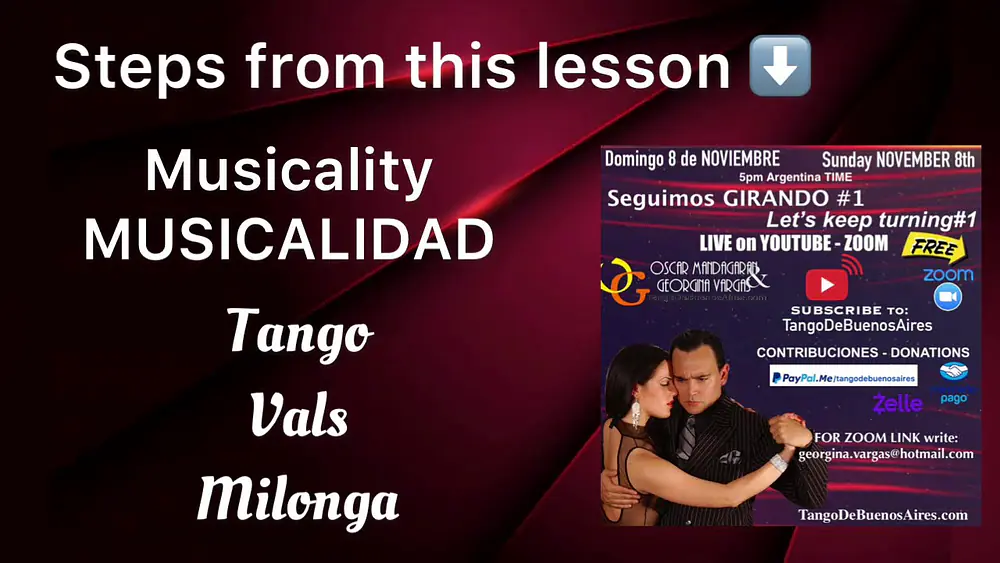Video thumbnail for Musicality TANGO #VALS MILONGA Giro from LIVE lesson Seguimos girando #1 Georgina &Oscar Mandagaran