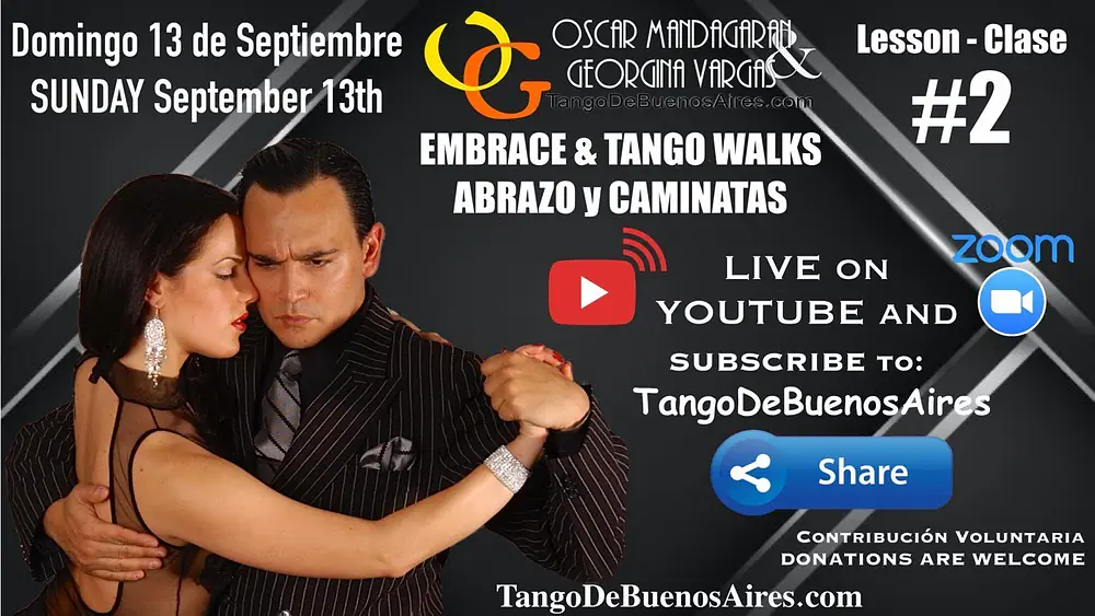 Video thumbnail for #FUNDAMENTALS Tango Walks LESSON 2 TANGO CAMINATAS Georgina Vargas Oscar Mandagaran