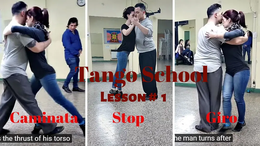 Video thumbnail for Clase tango lesson #1 Caminata, giro, stop. Raúl Moure, Antonela Méndez, aporte Carlos Neuman