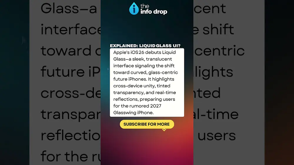 Video thumbnail of Explained: Liquid Glass Design #theinfodrop #shorts #LiquidGlass