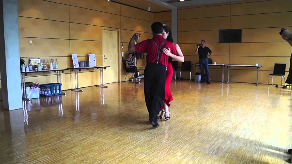 Video thumbnail for MILONGA Lesson Caminando la Milonga Lisa & Basico Traspie Georgina & Oscar Mandagaran