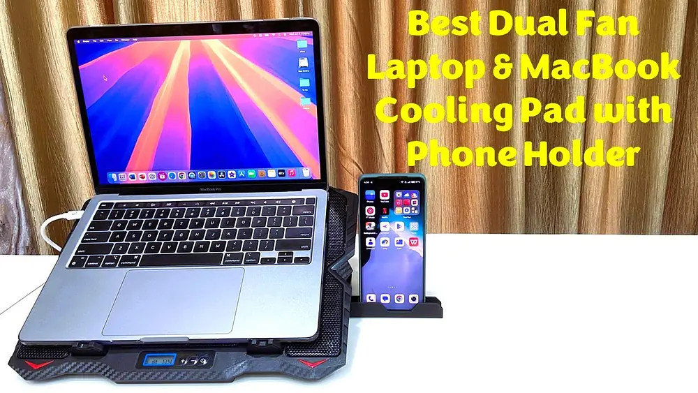 Video thumbnail of Best Dual Fan Cooling Pad for Laptop & MacBook with Phone Holder