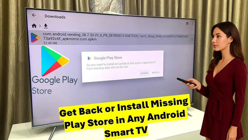 Video thumbnail of How to Get Back or Install Missing Play Store in Any Android Smart TV