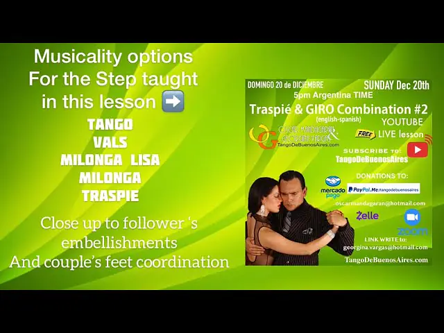 Video thumbnail for #Musicality Tango Vals Milonga Lisa & Traspié step from LIVE LESSON Georgina Vargas Oscar Mandagaran