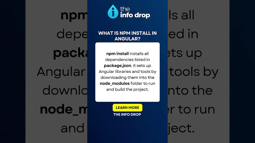 Video thumbnail of What Is npm install in Angular? #npmInstall #trending #theinfodrop